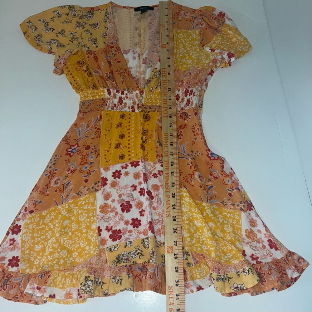 Forever 21 Patchwork Floral Print Mini Dress Deep… - image 7